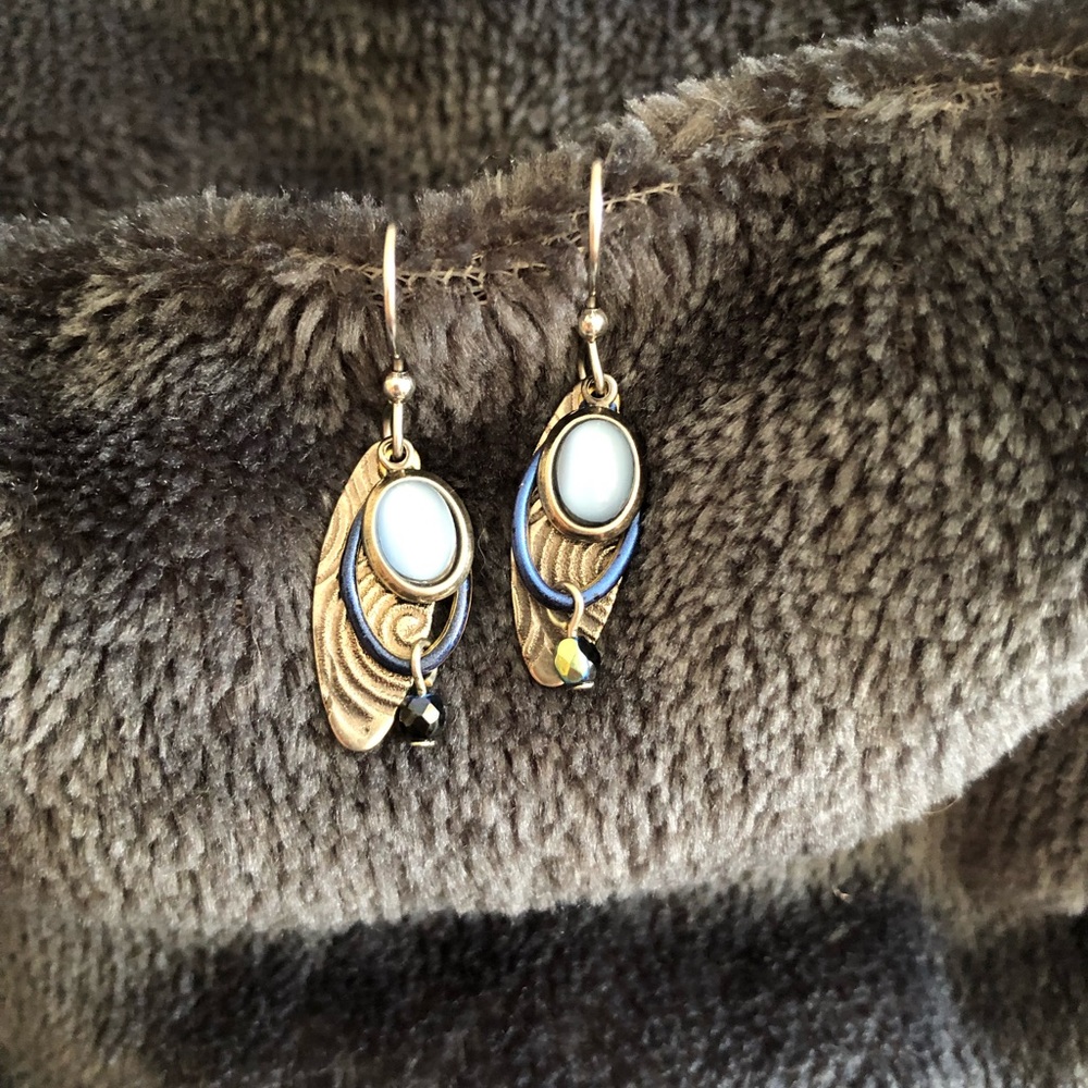Blue and Gold Earrings